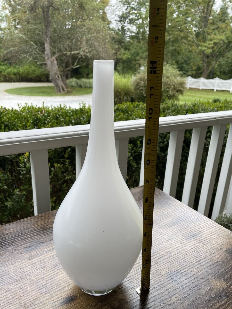 Retired Ikea White Glass Vase Johanna Jelinek 12” | eBay
