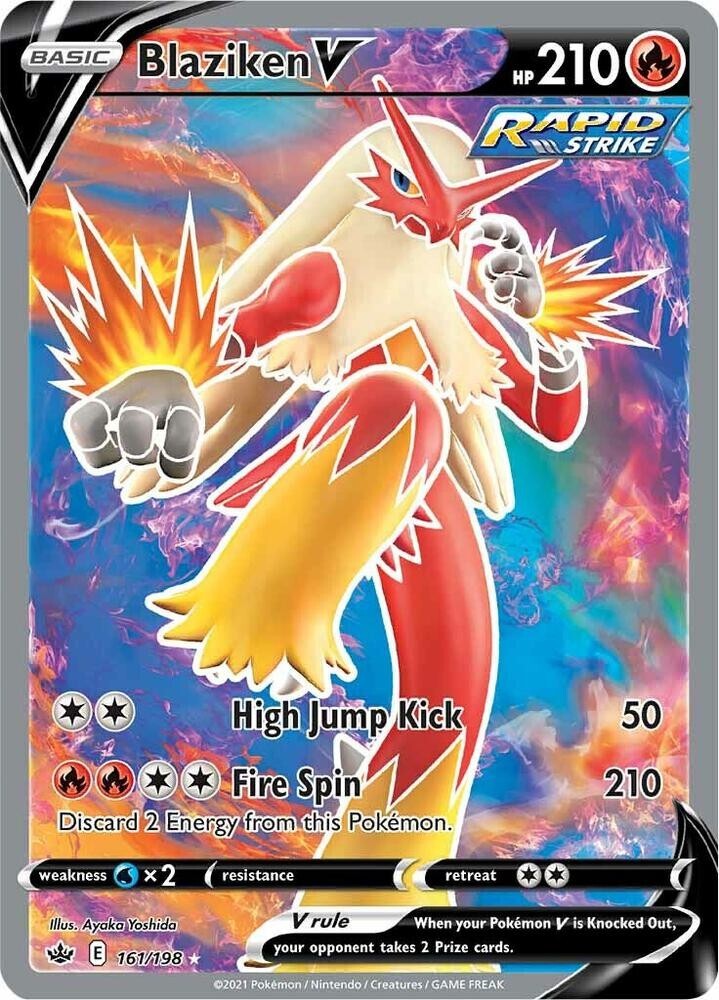 BLAZIKEN V  161/198 CHILLING REIGN FULL ART  HOLO  ULTRA POKEMON