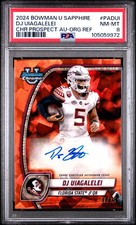 DJ Uiagalelei 2024 Bowman University Chrome Sapphire Orange Auto /25 PSA 8!