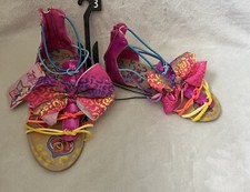 Jojo Siwa Gladiator Sandals Shoes Girls Sz 3 Bow Rainbow