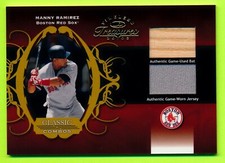 2003 Timeless Treasures #23 MANNY RAMIREZ BAT JERSEY SAMPLE Red Sox