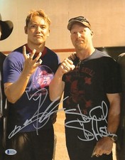 Stone Cold Steve Austin Kazuchika Okada Signed 11x14 Photo BAS COA WWE Wrestling