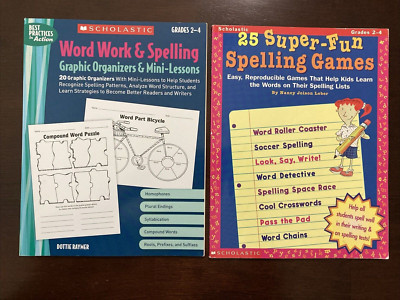 Teacher Resource Books spelling, Games, Graphic Organizers Grades 2-4 Lot of 2