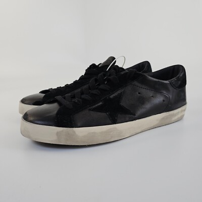 GOLDEN GOOSE Super-Star Men's Black Leather Low Top Sneakers New