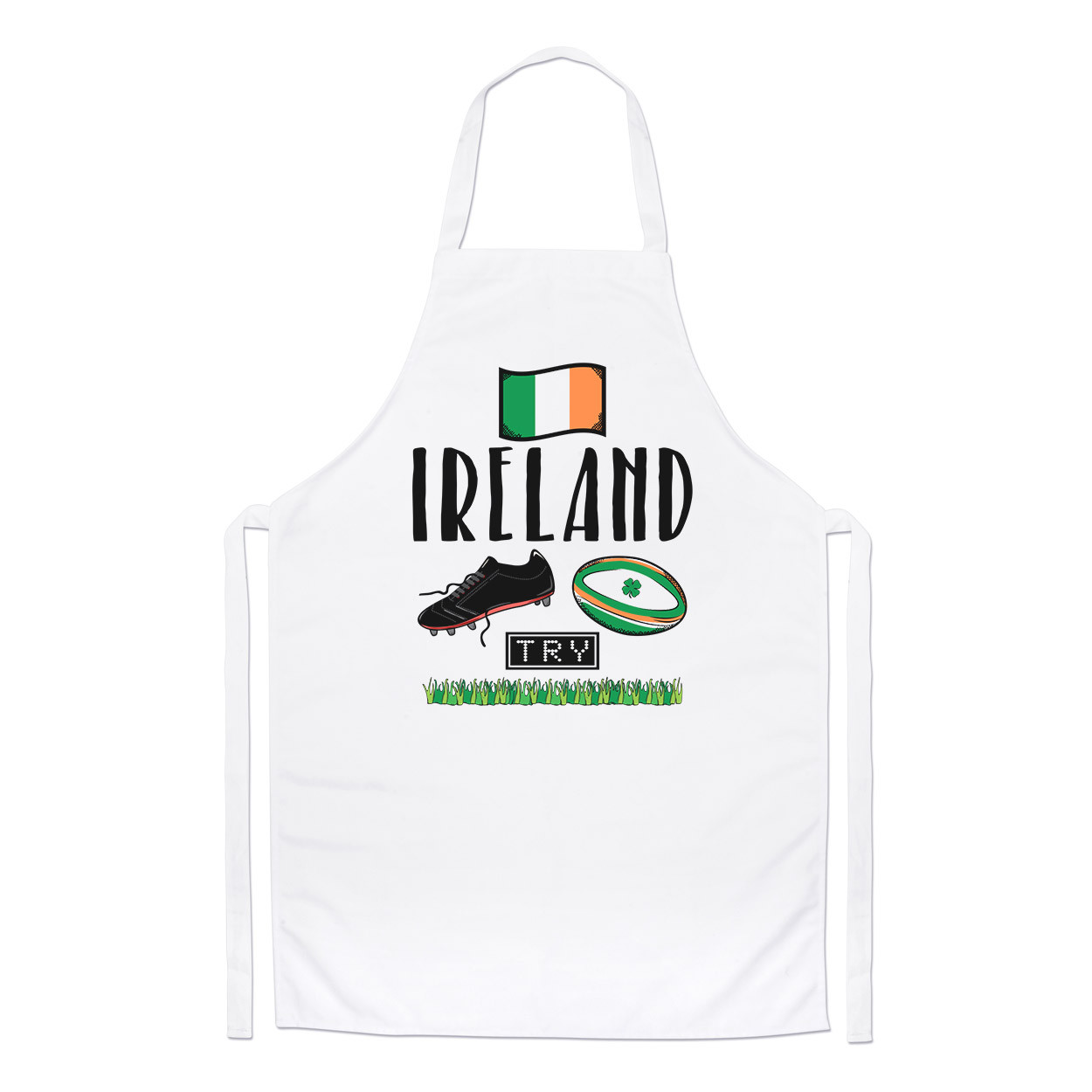 Rugby Ireland Chefs Apron - Funny League Union Shamrock Flag Cooking