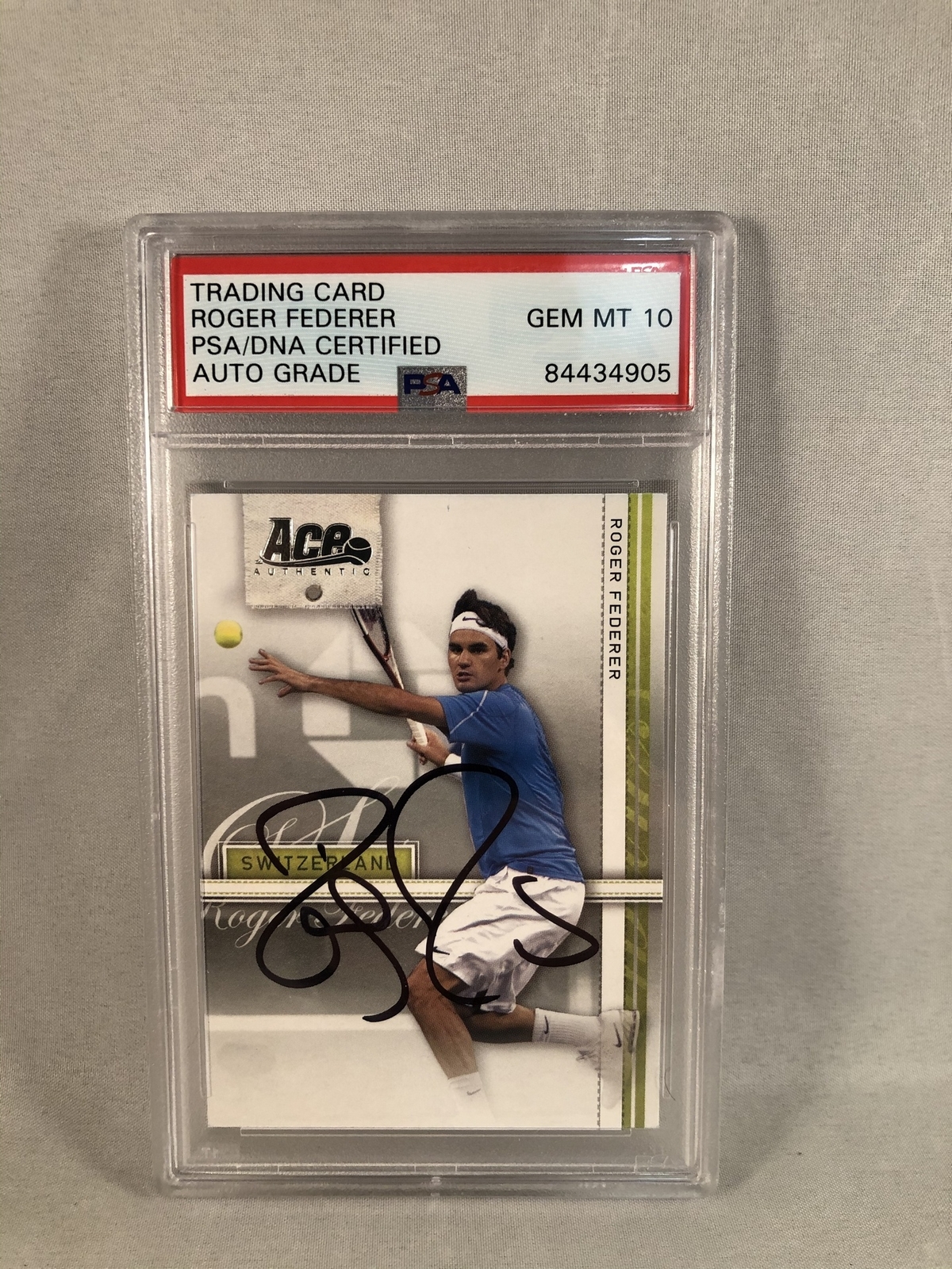 Roger Federer Signed Trading Card PSA/DNA 2007 Ace Gem MT 10 COA