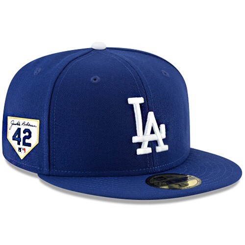 New Era L.A Dodgers Blue Fitted Hat MLB Jackie Robinson 42 Patch