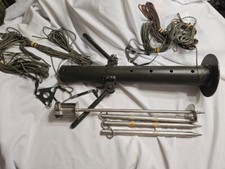 Vintage Antenna Mast Base with Anchor Auger, Ropes and Stakes
