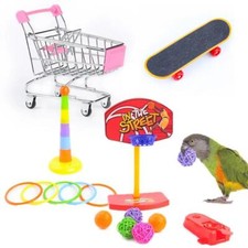 4Pcs/Set Parrot Intelligence Toy Shopping Cart Bird Training Toys for Parakeet