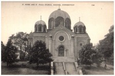 Vintage Postcard 1930's St. Peter & St. Paul Church, Ansonia, Connecticut (CT)