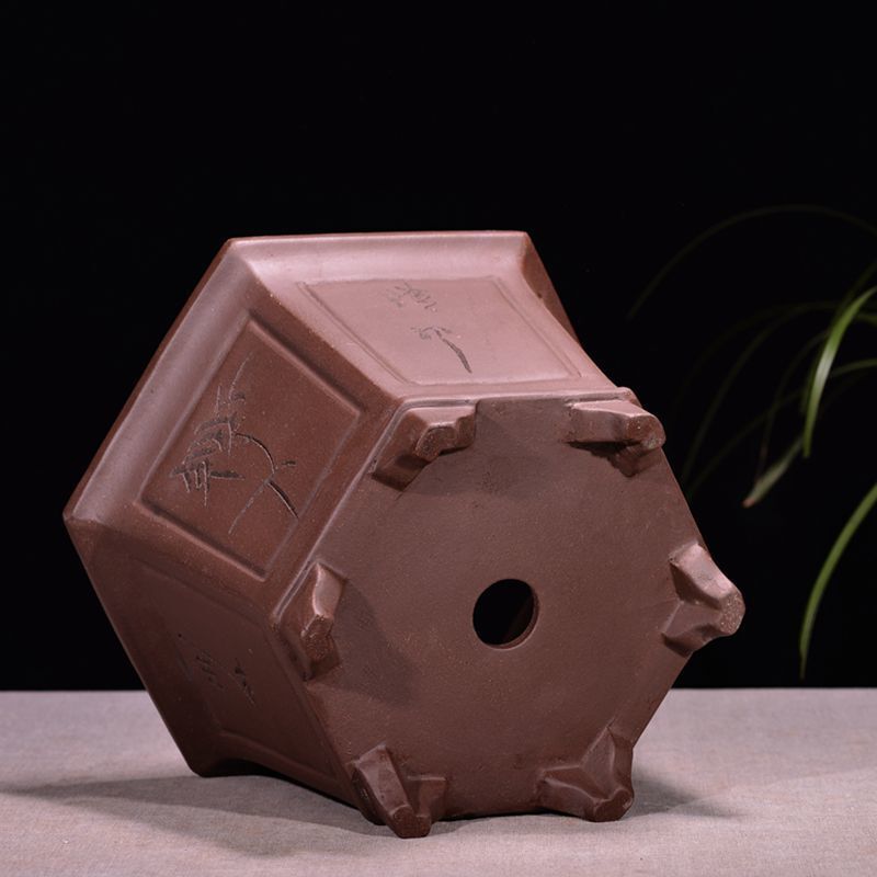 Vaso per bonsai esagonale con sabbia viola, vaso piccolo, ptura