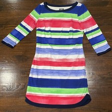 Vince Camuto Striped Multicolor Midi Dress Women's Size 4 Retro Boho 3/4 Sleeves
