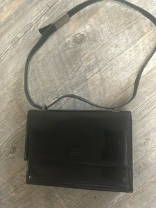 Details About Gucci Patent Leather Black Envelope Vintage Handbag