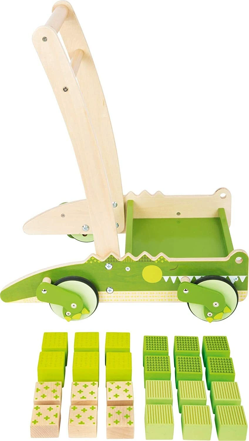 Baby Wooden Walker and Bricks Activity Block Cart Learning Toddler Small Foot