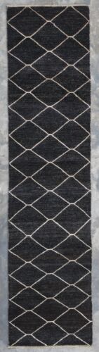 Auténtica alfombra de corredor de lana natural anudada a mano marroquí de 2'7"" x 10'1"" ft - Imagen 1 de 3