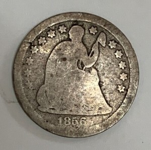 1856 Philadelphia Mint Silver Seated Half Dime About Good Condition