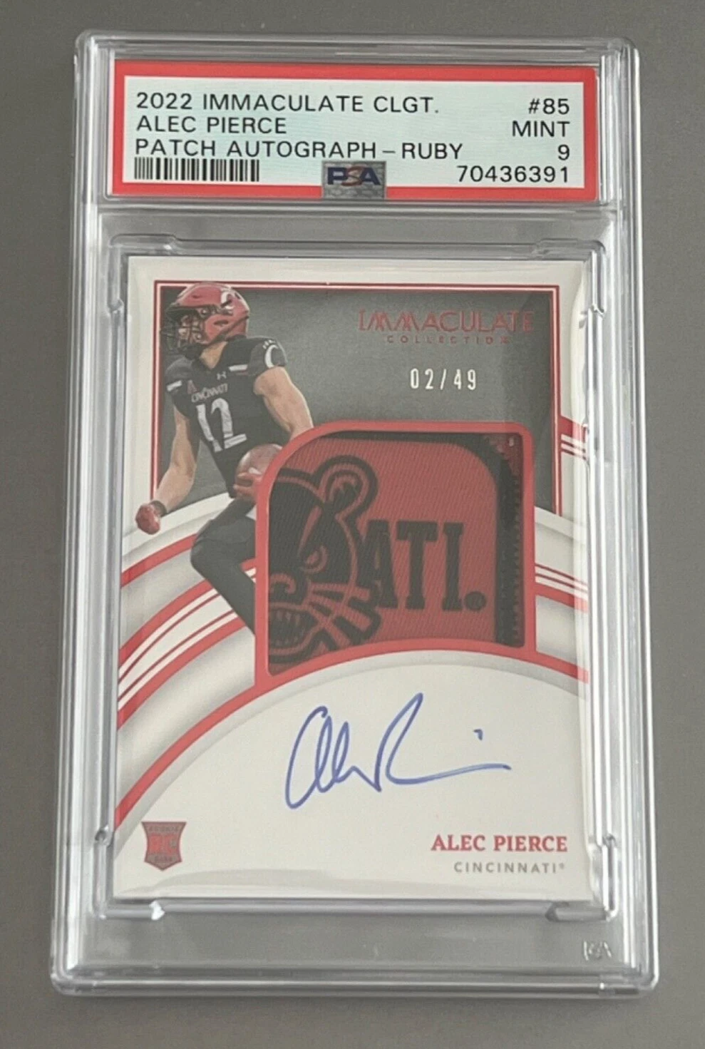 Alec Pierce Panini Immaculate Collection Collegiate #85 Patch Autograph-Ruby