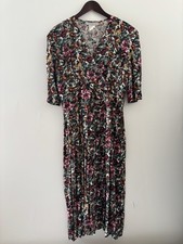 Vintage Floral Prairie Midi Dress Rayon Cottagecore 90s Romantic Smocked