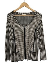 Coldwater Creek Beige Black Houndstooth Full Zip Blazer Jacket Size 12