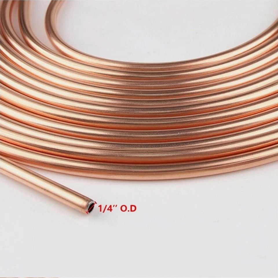 Kit de tubería de línea de freno chapada en cobre de 2 piezas rollo de bobina de 25 pies 1/4 OD con 32 accesorios Foto 2 de 4