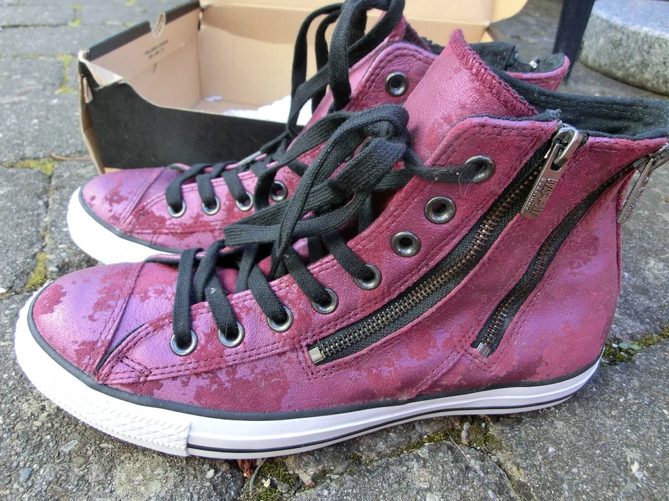 Converse All Star CT Dual Zip HI taglia 41,5 UK 8 deep bordeaux sneaker in pelle donna - Immagine 3 di 4
