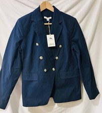 Free Assembly Women s Navy Blazer With Gold Buttons Double Breasted Size M NWT
