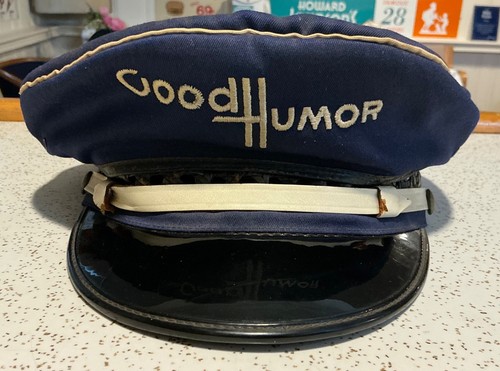 RARE! Good Humor Ice Cream Truck Man Cap Hat Blue Embroidered woven cane