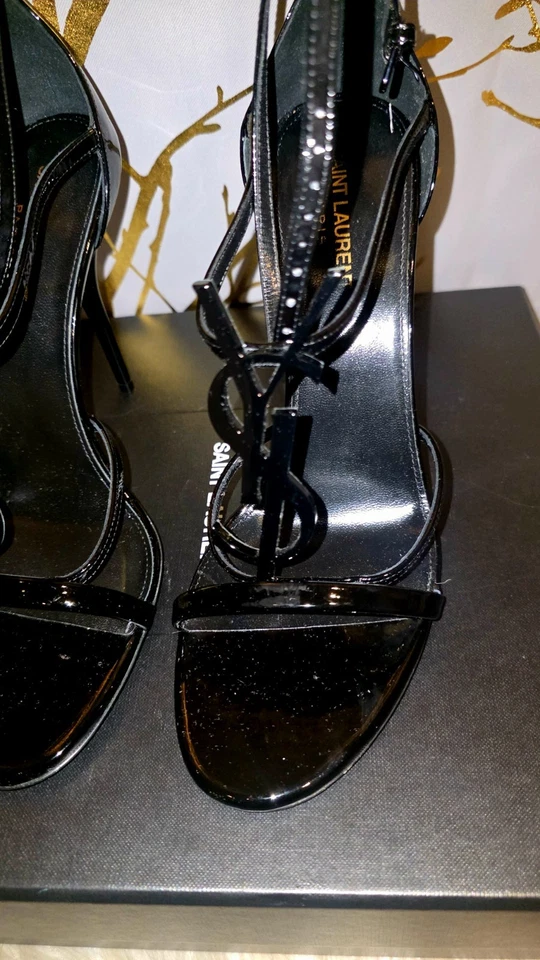 Sandalias Saint Laurent Cassandra YSL Logo Negras Talla 41 Foto 4 de 4