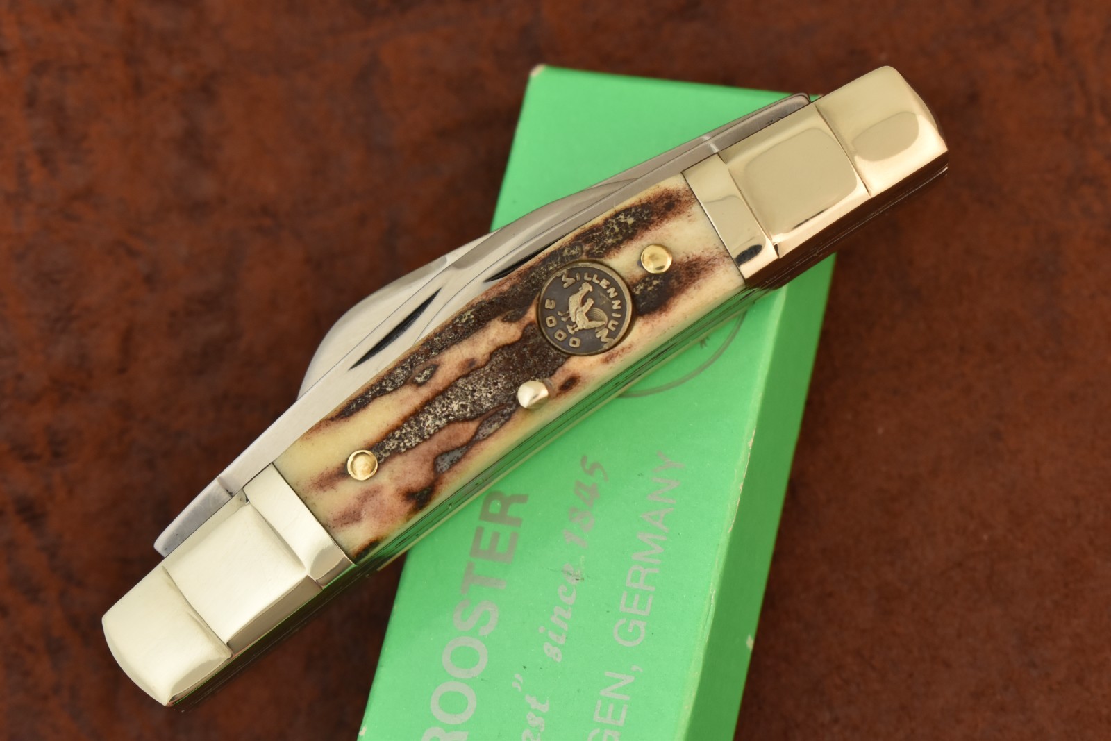 HEN & ROOSTER BERTRAM CUTLERY SOLINGEN GERMANY GENUINE STAG CONGRESS KNIFE 27792