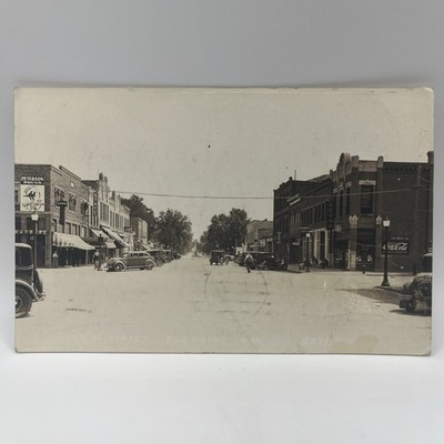 Main Street, Elk Point, South Dakota RPPC Postcard - Drug Store & Coca-Cola