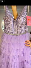 Jovani Tulle Floral Lace Beaded V-Neck Sleeveless Long Ball Gown Dress size 4
