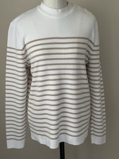 Saint James Women’s Breton Stripe Cotton Mix Jumper Uk18 France Nautical Beige