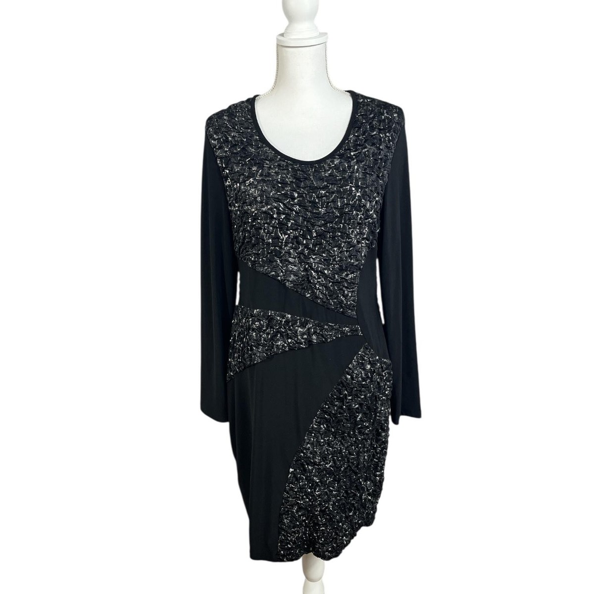 Frank Lyman Dress Womens 16 Black Metallic Geometric Sheath Long Sleeve Party | eBay Frank Lyman Dress Womens 16 Black Metallic Geometric Sheath Long Sleeve Party | eBay