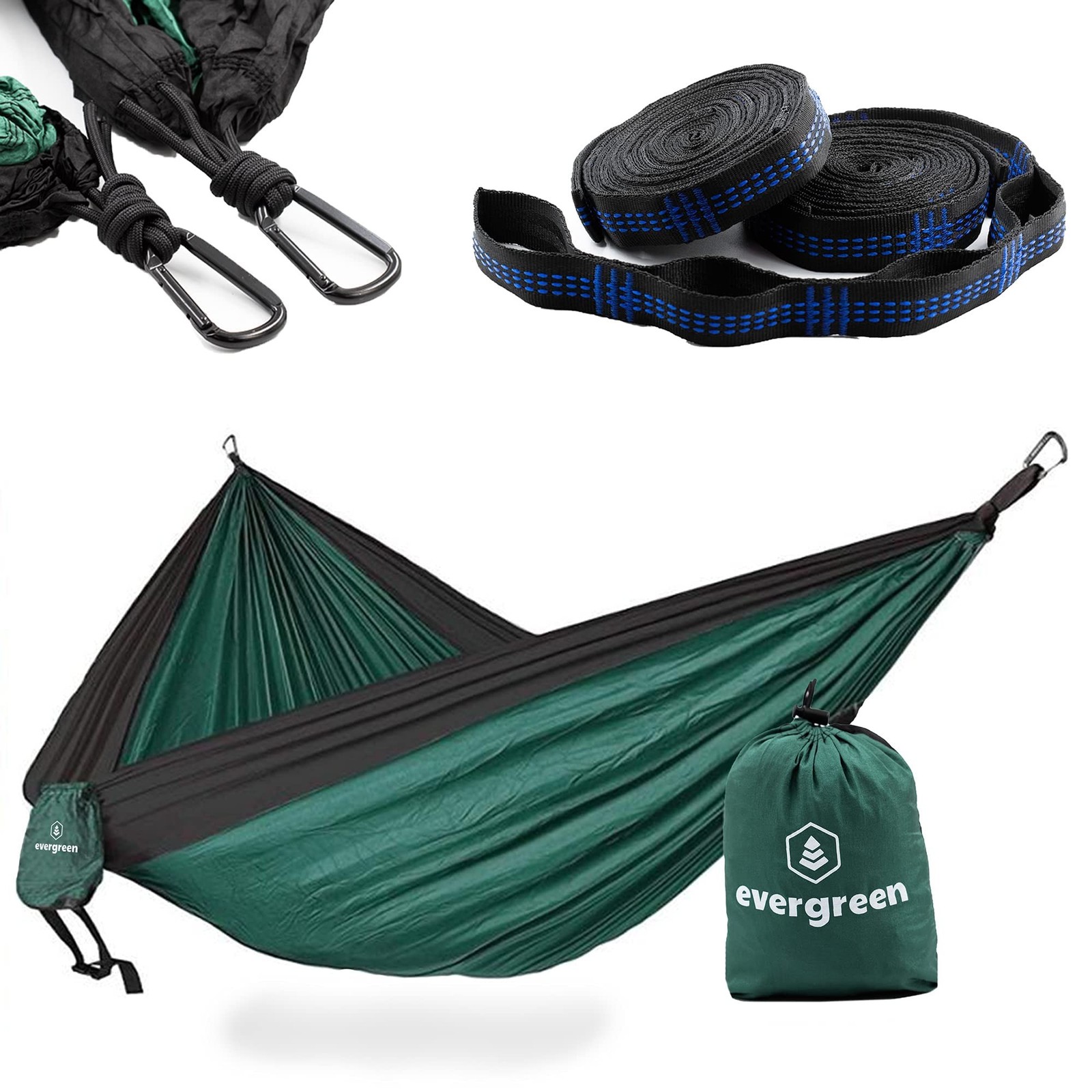 Evergreen Lightweight Outdoor Portable Camping Hammock - Single & Double with...