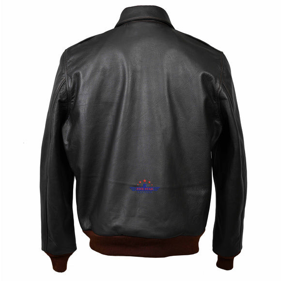 Men’s A2 Repro Flight Jacket Real Goatskin Leather Military Aviator Style image 2