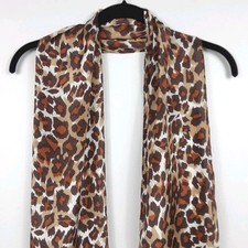 SPECIALTY HOUSE Animal Print Silk Scarf Japan Brown 60 X 10 Rolled Edges
