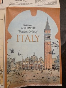 1970, A Traveler's Map of Italy, National Geographic, 23" x 33"
