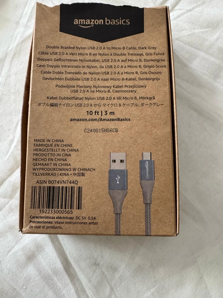 Amazon Basics 10ft Braided USB 2.0 A to Micro-B Cable – Dark Grey Durable Cord - Image 3 of 3