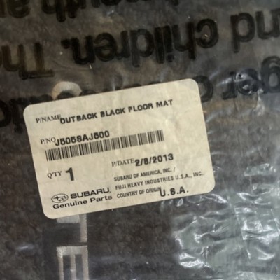 NEW Subaru Outback OEM Black Carpet Floor Mat 4 Piece Set/ Tan  Trim J505SAJ500