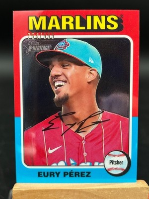 2024 Topps Heritage Eury Perez #374 Chrome Refractor /999 Marlins