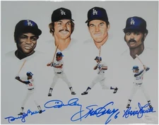Dusty Baker Ron Cey Steve Garvey Reggie Smith Signed Auto 16x20 Photo 30HR JSA