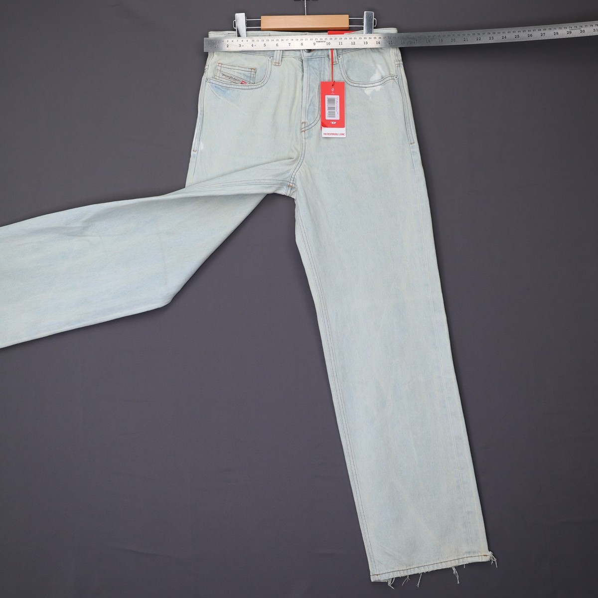 Diesel Mens Jeans 2001 D-Macro Trousers Relaxed Wide Leg Light