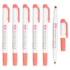 6Pack Broad and Round Tips Highlighter, Pink