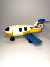 Vintage 1980 Fisher-Price Toys Little People Plane 933 Blue Yellow Made in USA