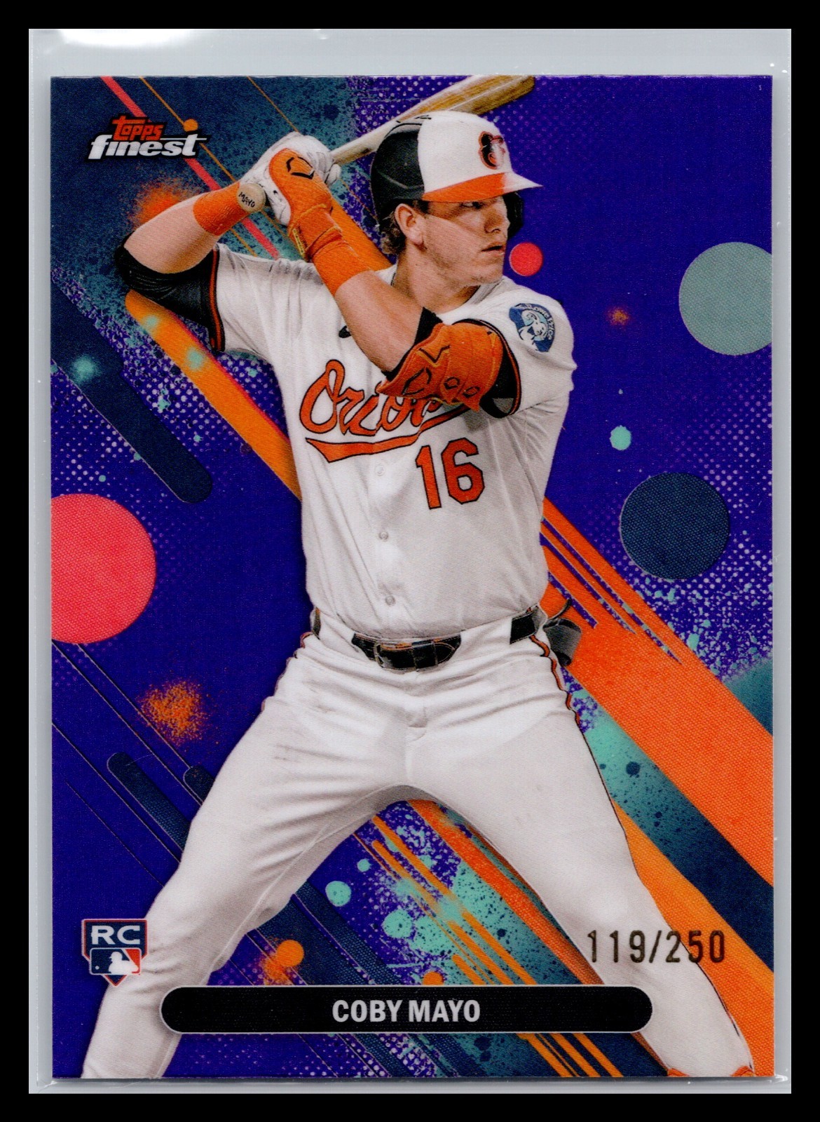 2025 Topps Finest Common 26 Coby Mayo Orioles RC Purple Refractor/250