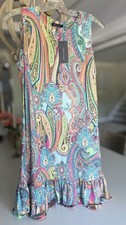 Tommy Hilfiger Women’s Colorful Paisley Sleeveless Dress with Ruffle at Hem, 6