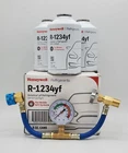 Honey Well 8oz R1234YF Refrigerant (3 Freon Cans) & HD Brass Can Tap with Gauge