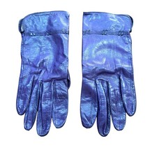 Vintage Nordstrom size 7 leather gloves PURPLE  delicate black trim details