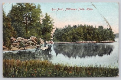 Spot Pond Middlesex Fells Massachusetts Scenic Lake Undivided Back Postcard