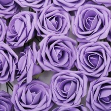 50pcs Artificial Flowers Foam Rose Fake Flower With Stem Wedding Party Bouquet
